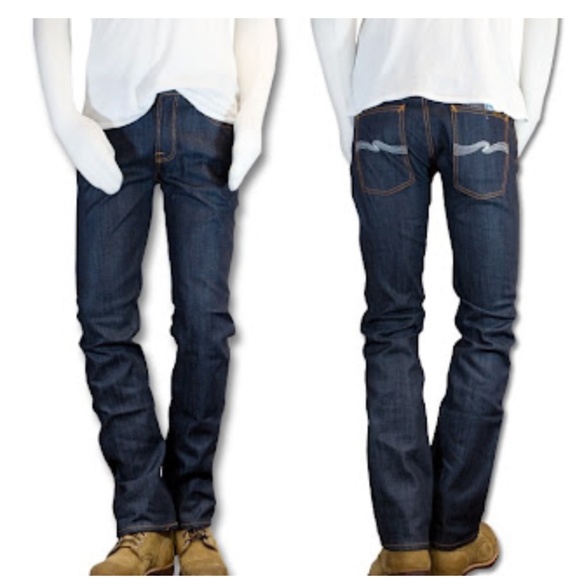 Nudie Jeans Mens Blue Slim Jim Dry Organic Ecru Embo Denim Made in Italy 30 x 33 - Picture 2 of 15